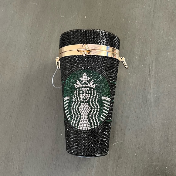 Starbucks Mermaid Rose Gold Aurora Borealis Rhinestone Coffee Cup Clutch Purse - Picture 10 of 13